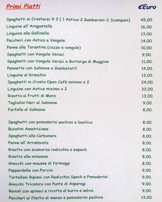 Menu di Open Café 