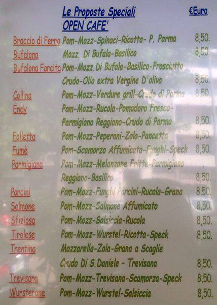Menu di Open Café 