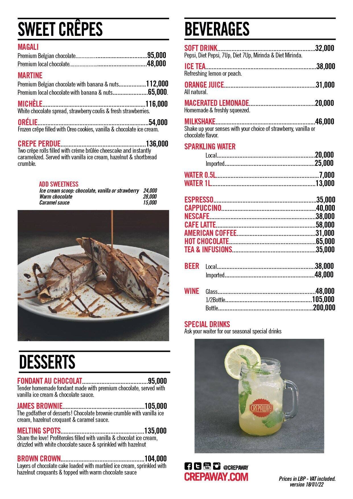 Crepaway menu