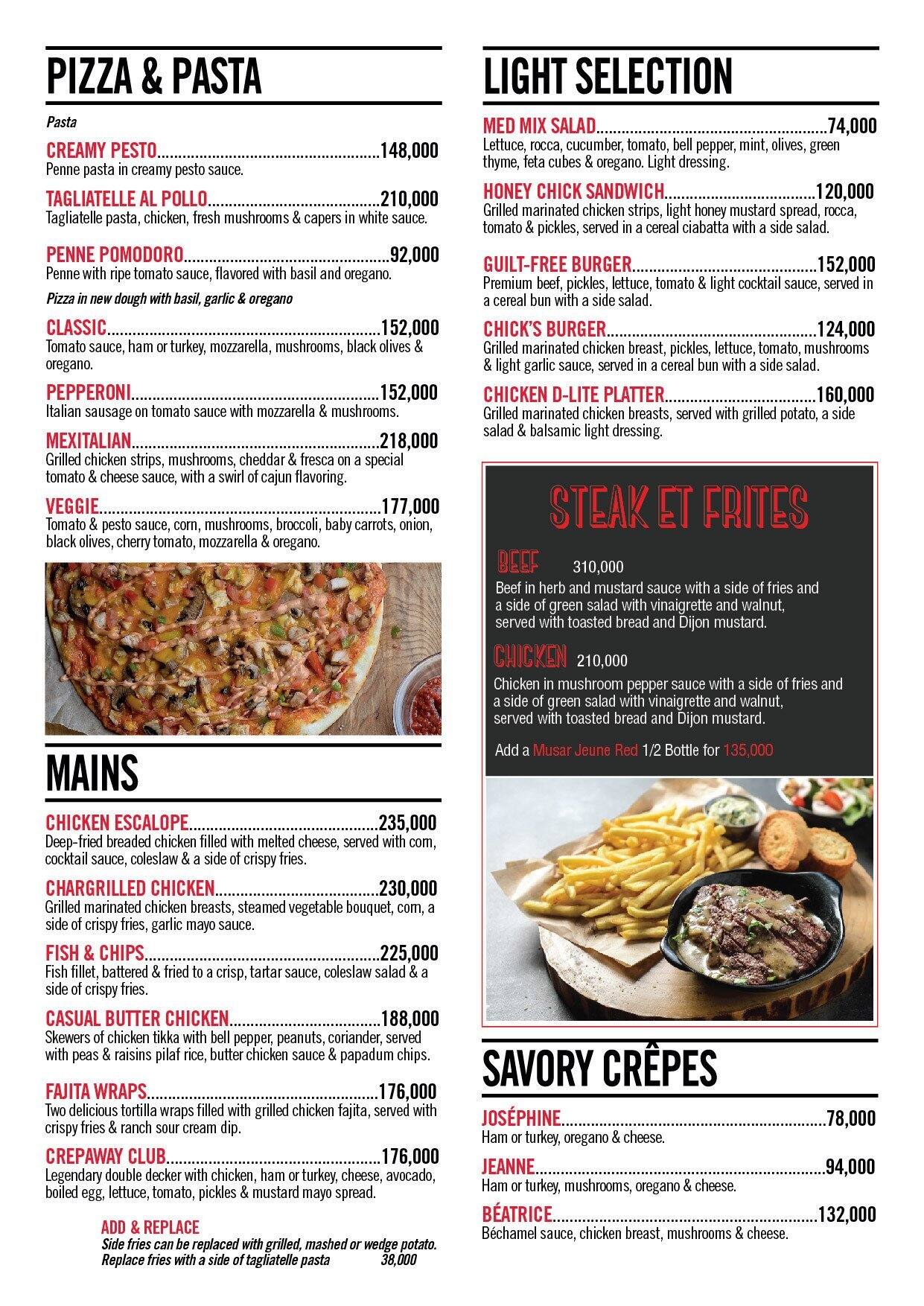 Crepaway menu