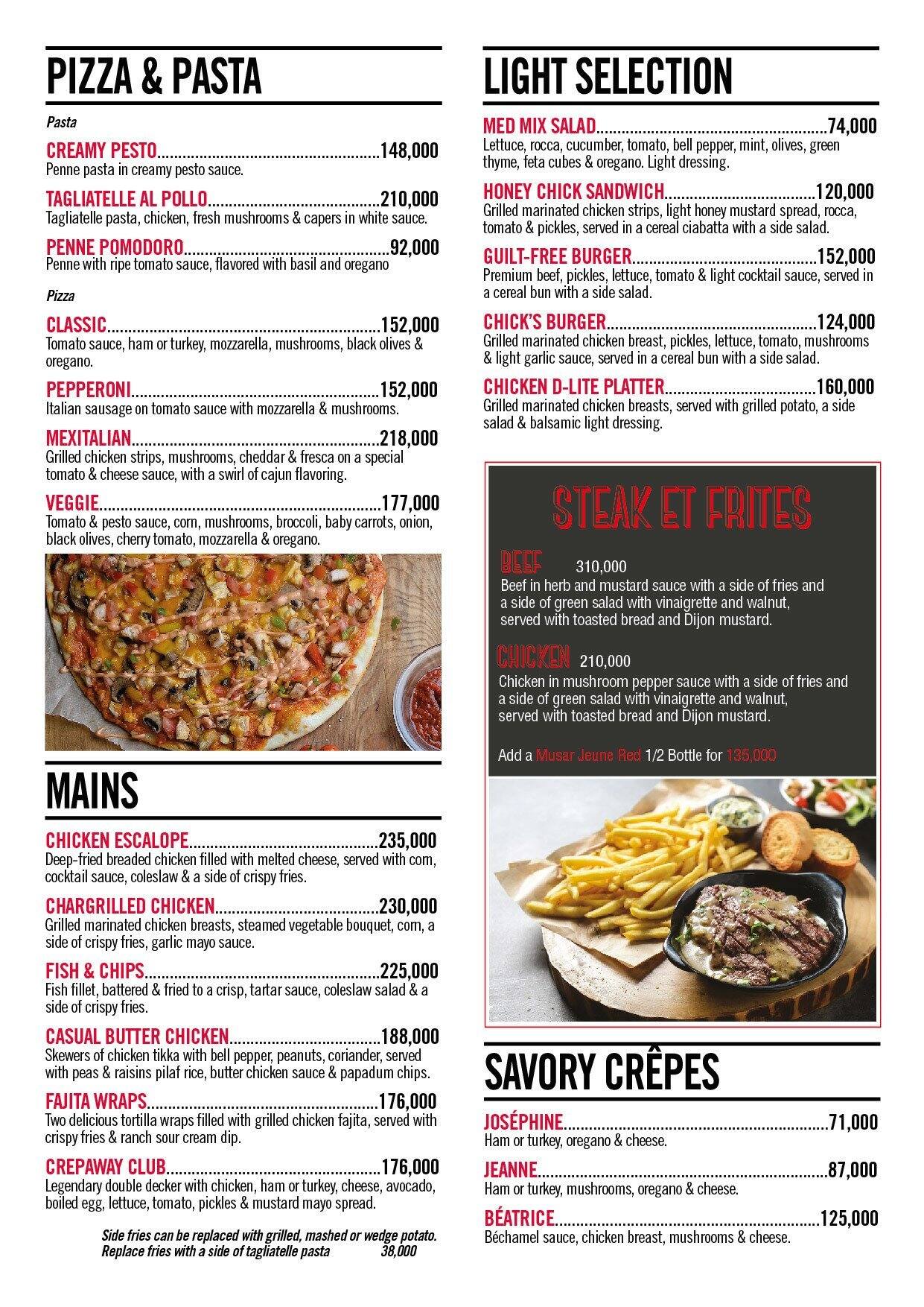 Crepaway menu