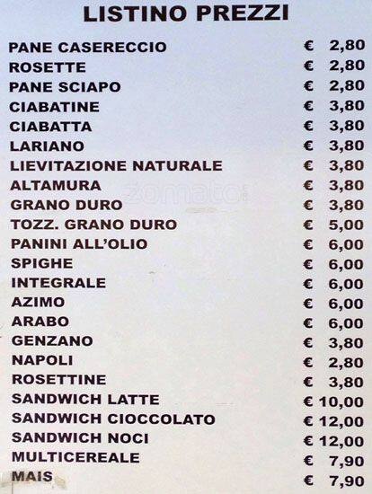 Menu di Panetteria Lelli - Mercato Irnerio 