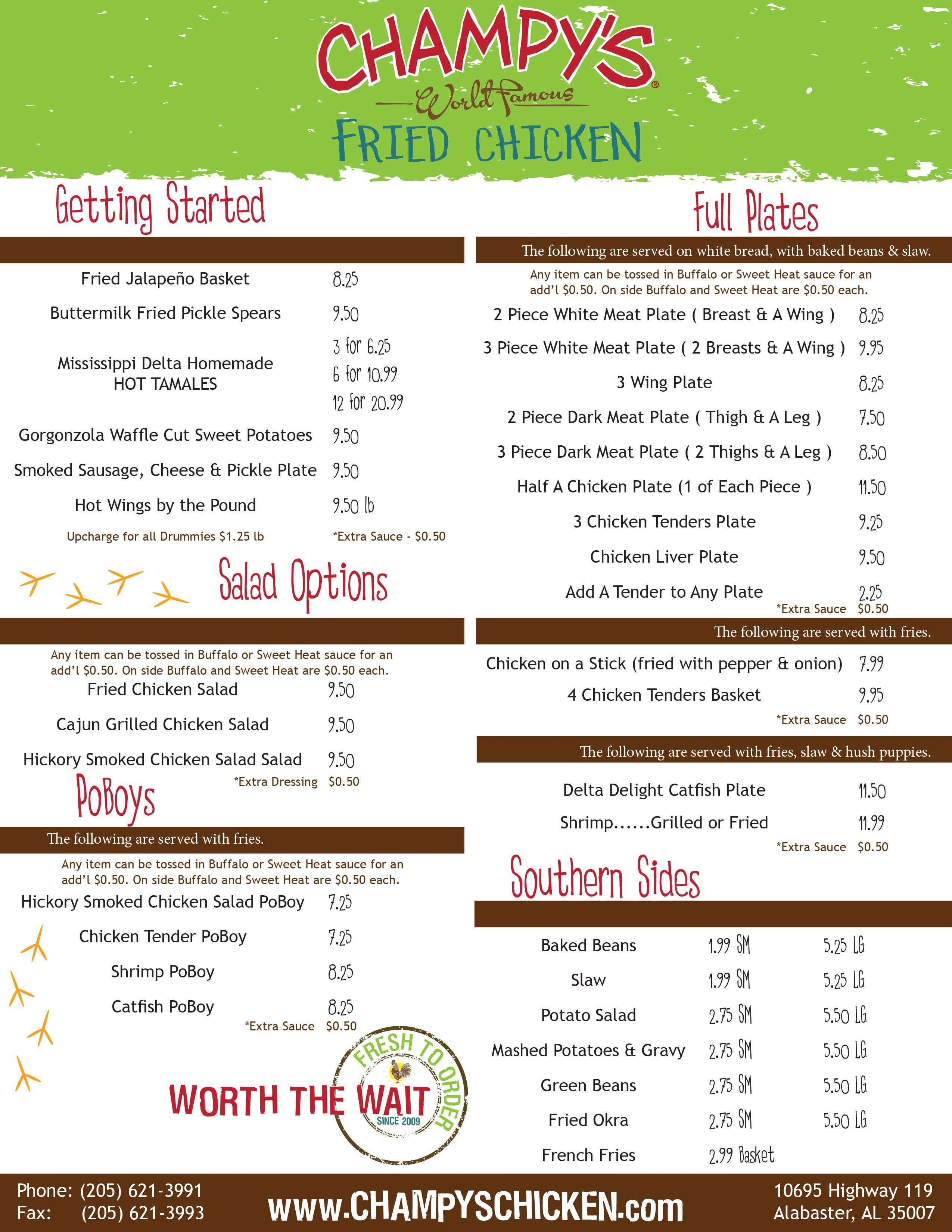 Menu At Champy S Famous Fried Chicken Restaurant Alabaster