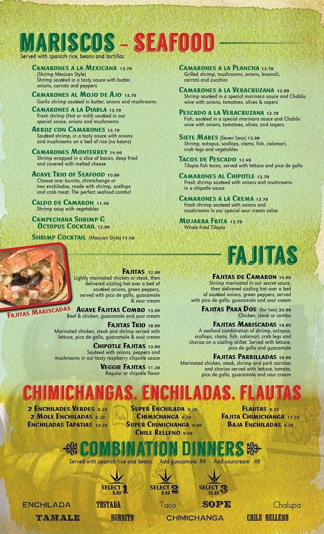 Menu at Agave Fresh Mex Restaurant and Cantina Ormond Beach, FL, Ormond ...