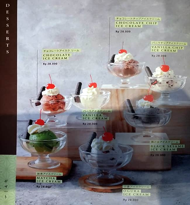 Menu at Sushi Tei restaurant, South Jakarta, Pacific Place