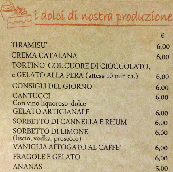 Menu di La Tradizionale 