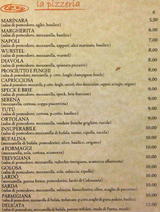 Menu di La Tradizionale 