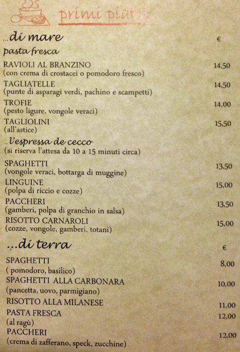 Menu di La Tradizionale 
