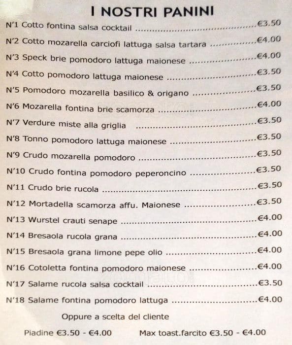 Menu di Easy bar 