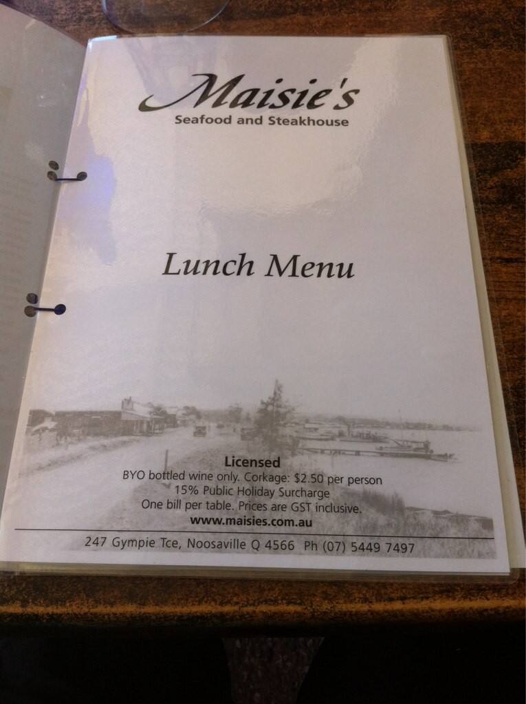 Maisie's Seafood and Steakhouse Menu Urbanspoon/Zomato