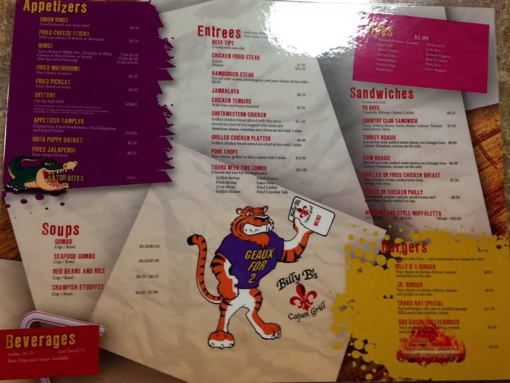 Billy B's Cajun Grill Menu, Menu For Billy B's Cajun Grill, Mansfield ...