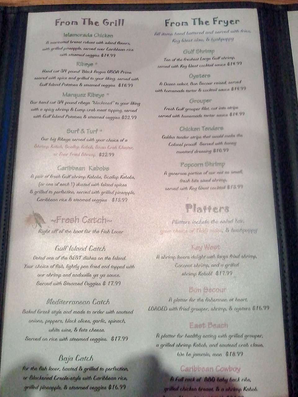 Menu at Gulf Island Grill pub & bar, Gulf Shores