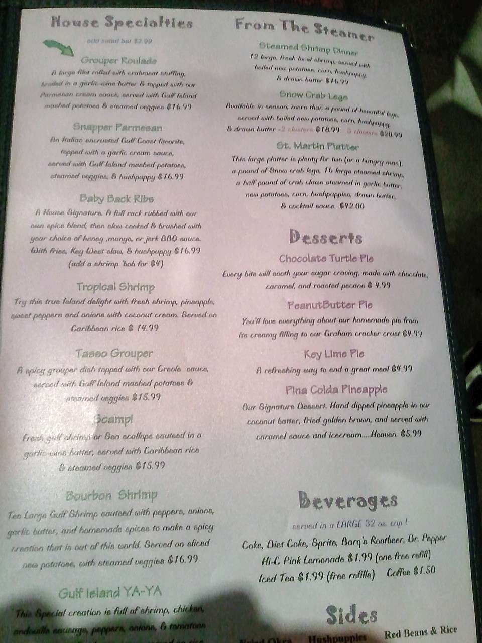 Menu at Gulf Island Grill pub & bar, Gulf Shores