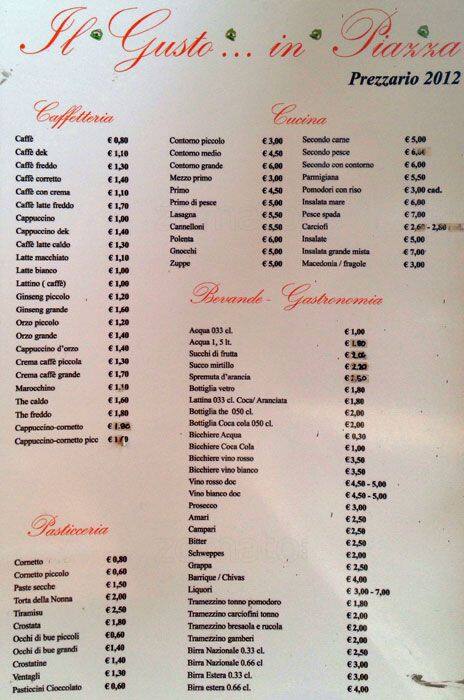 Menu di Gusto in Piazza 