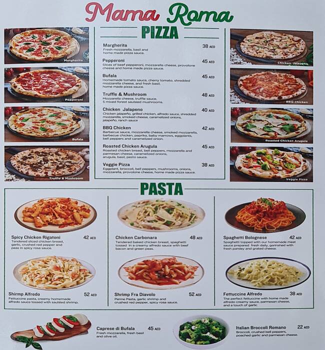Menu of Mama Roma, Dubai Festival City, Dubai