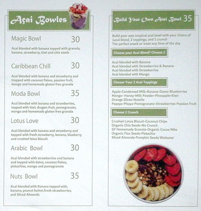 Menu of Moda Fresh Juices, Al Nahyan, Abu Dhabi