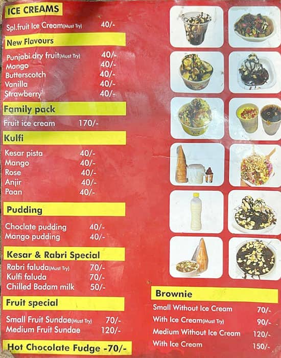 Menu of Singh Fruit Ice Cream, Krishna Nagar, New Delhi