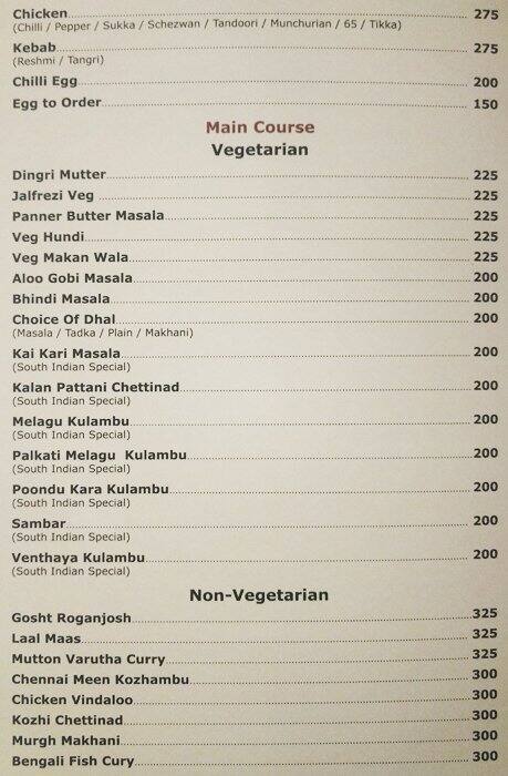 Stadium Restaurant menu