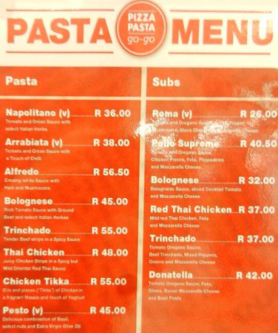 Pizza Pasta Menu, Menu for Pizza Pasta, Durban Zomato SA