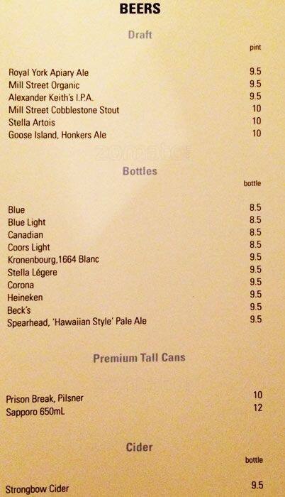 EPIC Restaurant & Lounge menu