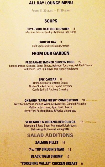 EPIC Restaurant & Lounge menu