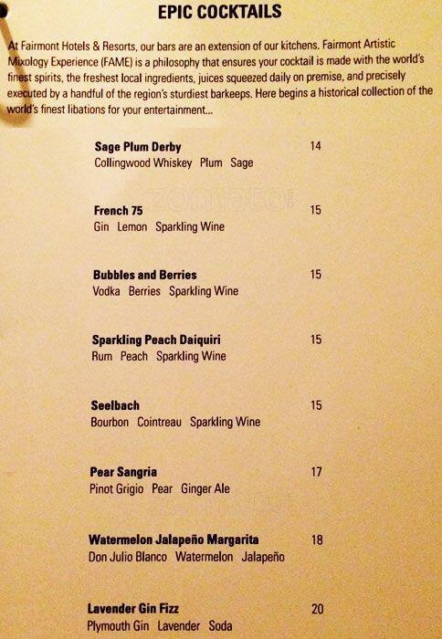 EPIC Restaurant & Lounge menu