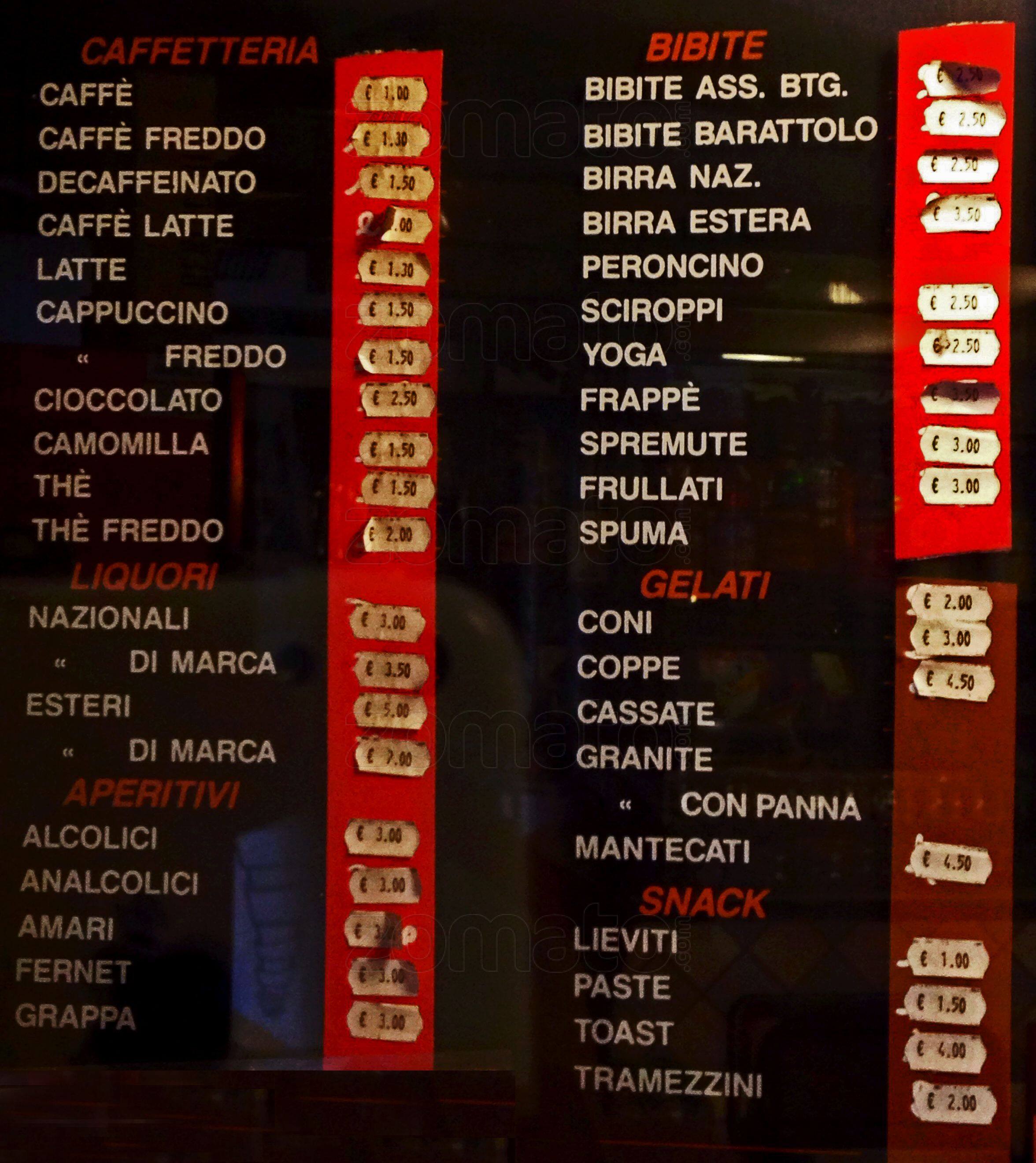 Menu di Alex Bar 