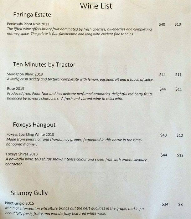 Main Ridge Menu Menu at Main Ridge Dairy cafe, Main Ridge