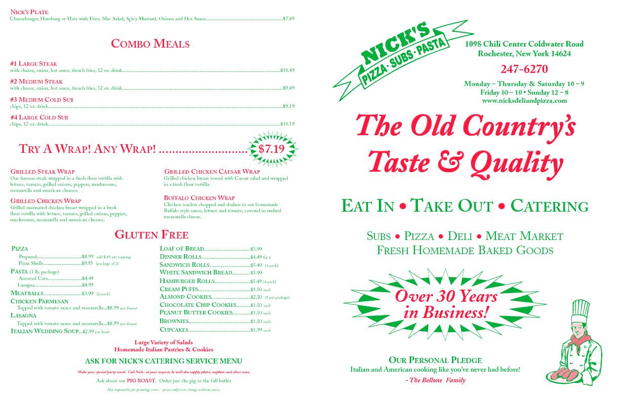 Nick's Imports & Meat Market Menu Urbanspoon/Zomato