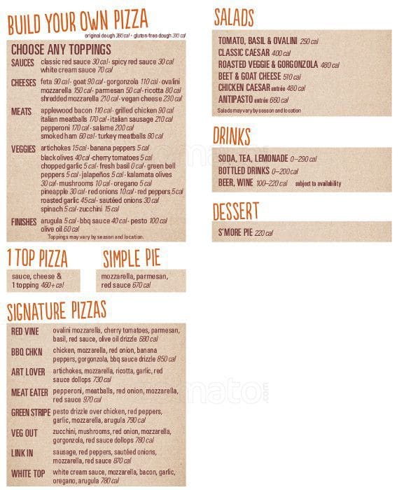 Blaze Pizza Menu, Menu for Blaze Pizza, MeadowsLoudon, Lexington Urbanspoon/Zomato
