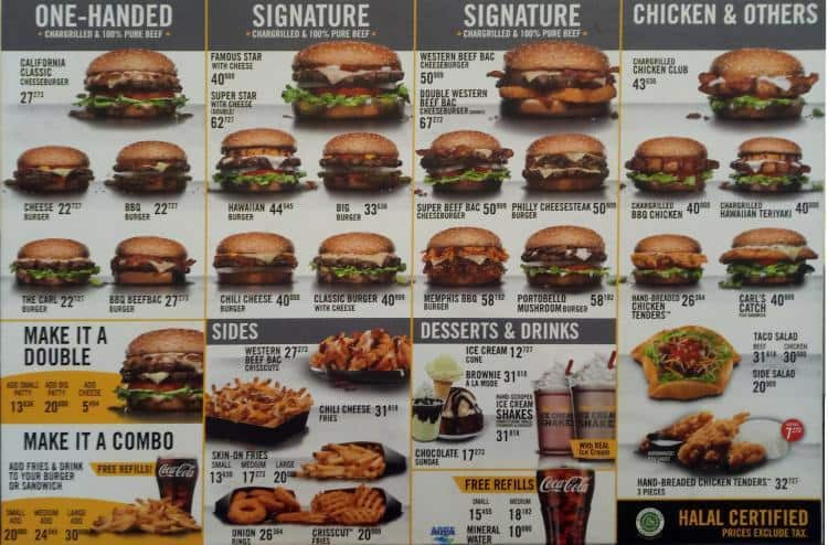 carl's jr menu