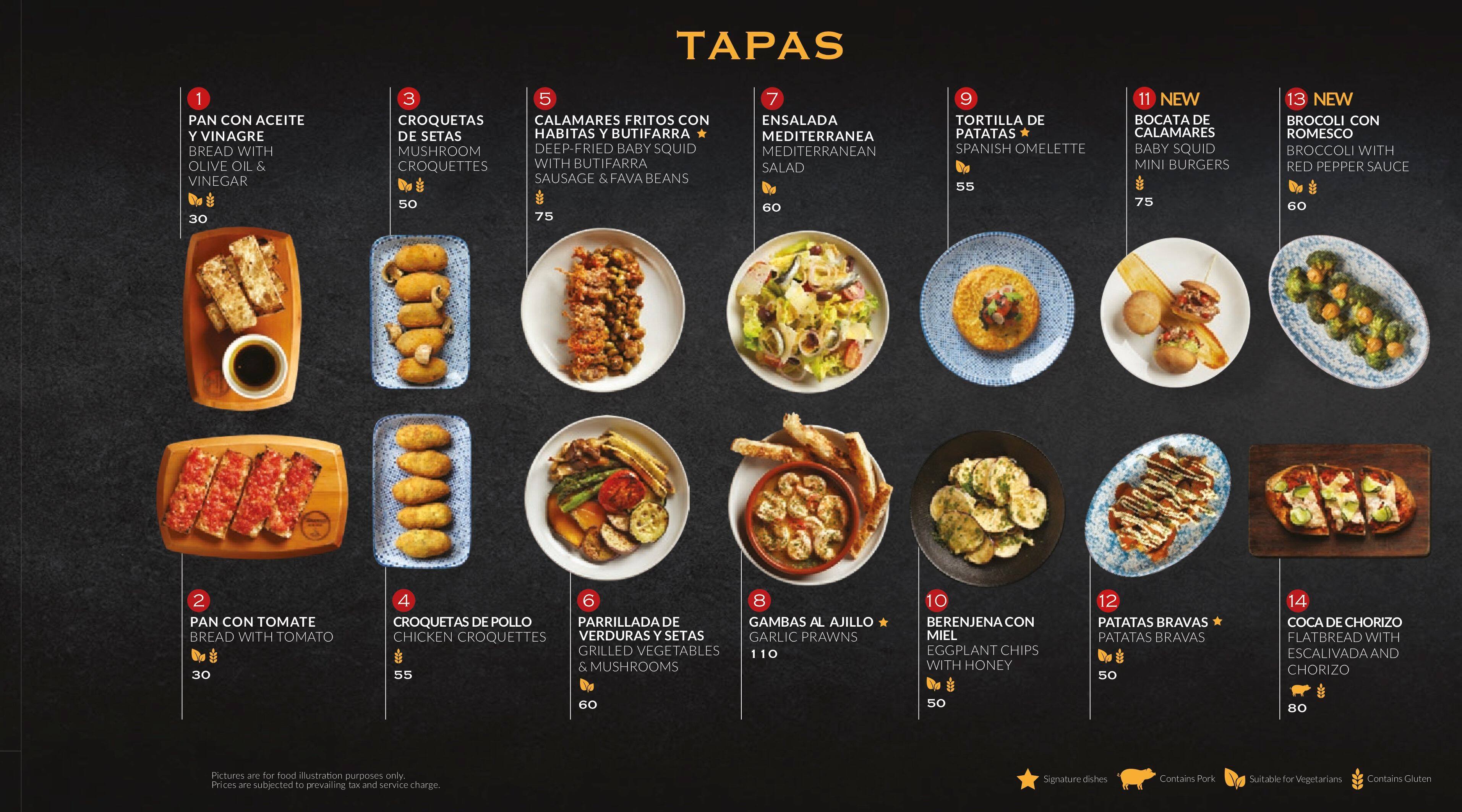 Jazz'd tapas bar menu