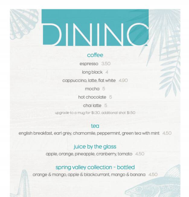 Menu at Q1 Skypoint restaurant, Surfers Paradise