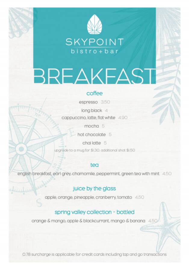Menu at Q1 Skypoint restaurant, Surfers Paradise