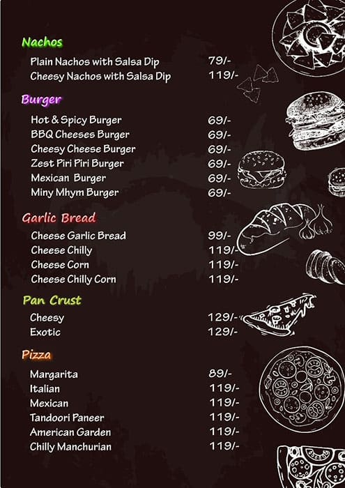 Menu of Candle Light Cafe, Gotri, Vadodara