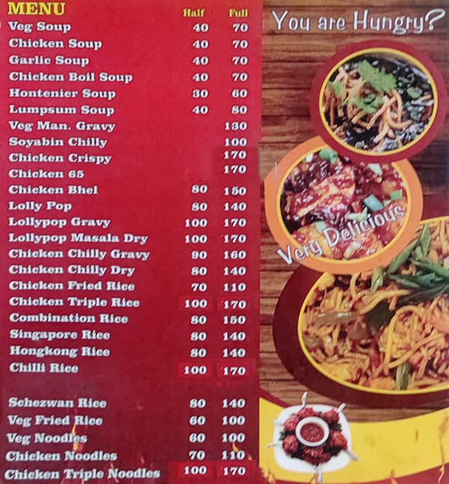 Menu of Divya Chinese, Turbhe, Navi Mumbai
