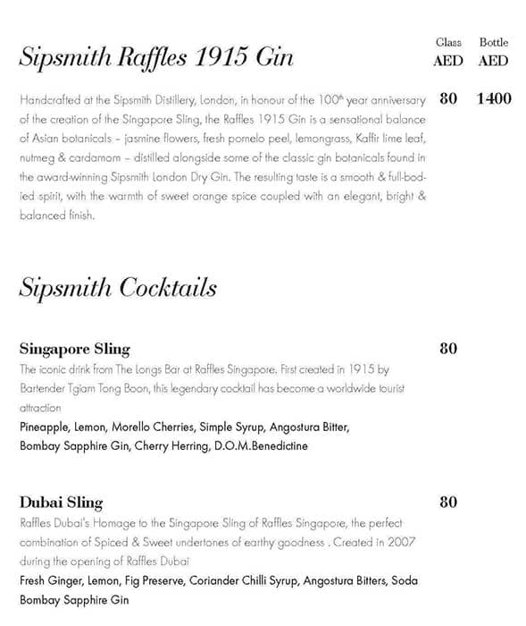 Menu at Crossroads Raffles Dubai pub & bar, Dubai