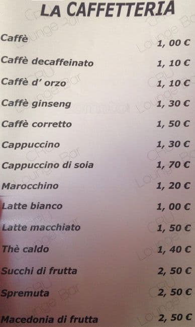 Menu di Cru Lounge 