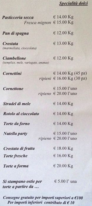 Menu di Insieme al Pane 