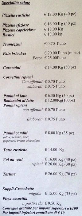 Menu di Insieme al Pane 