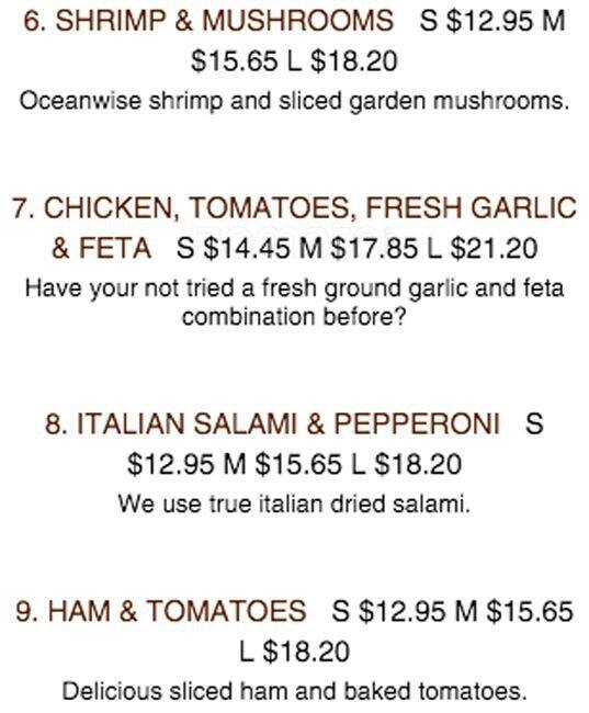 Menu at Ocean Park Pizza & Steak House pizzeria, Abbotsford, 1022596