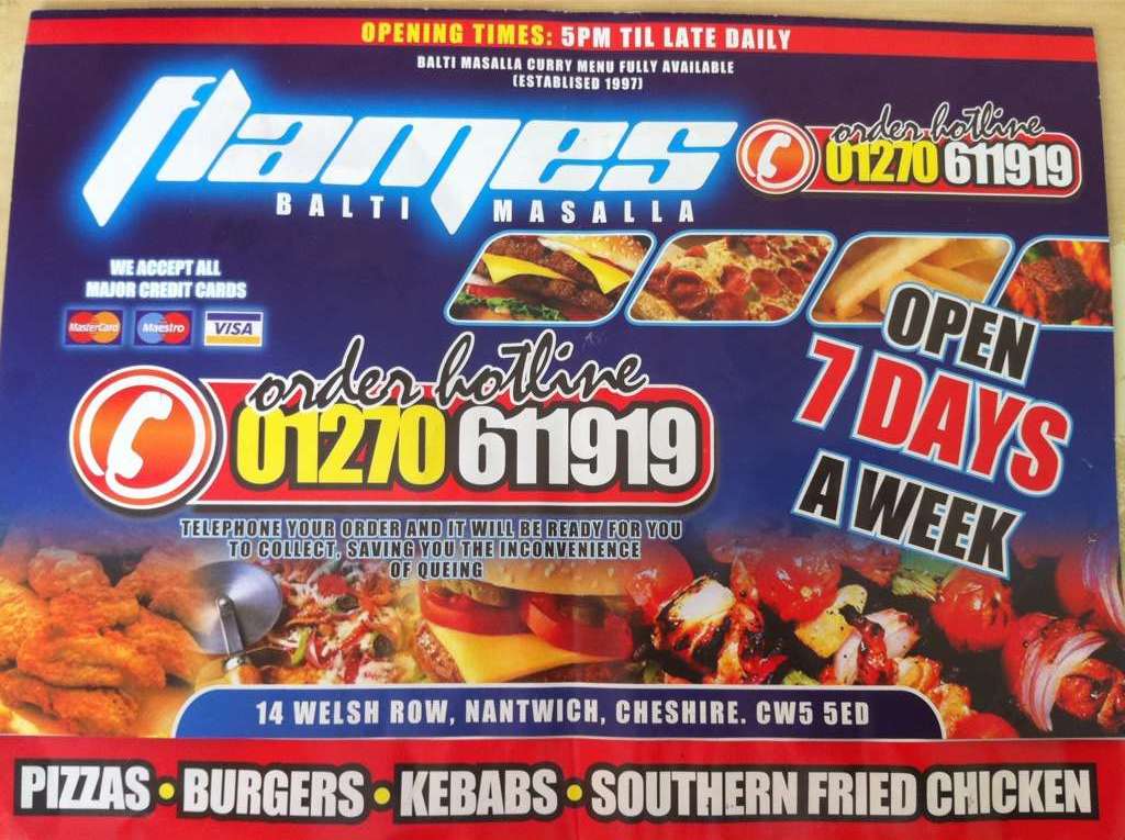 Flames menu
