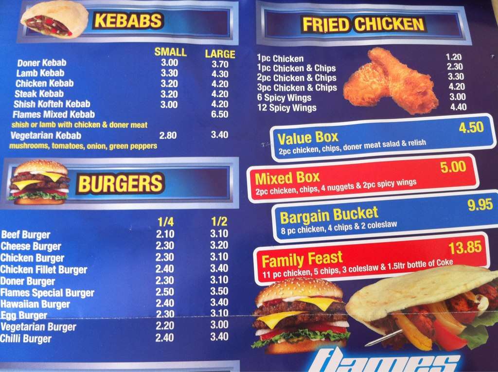 Flames menu