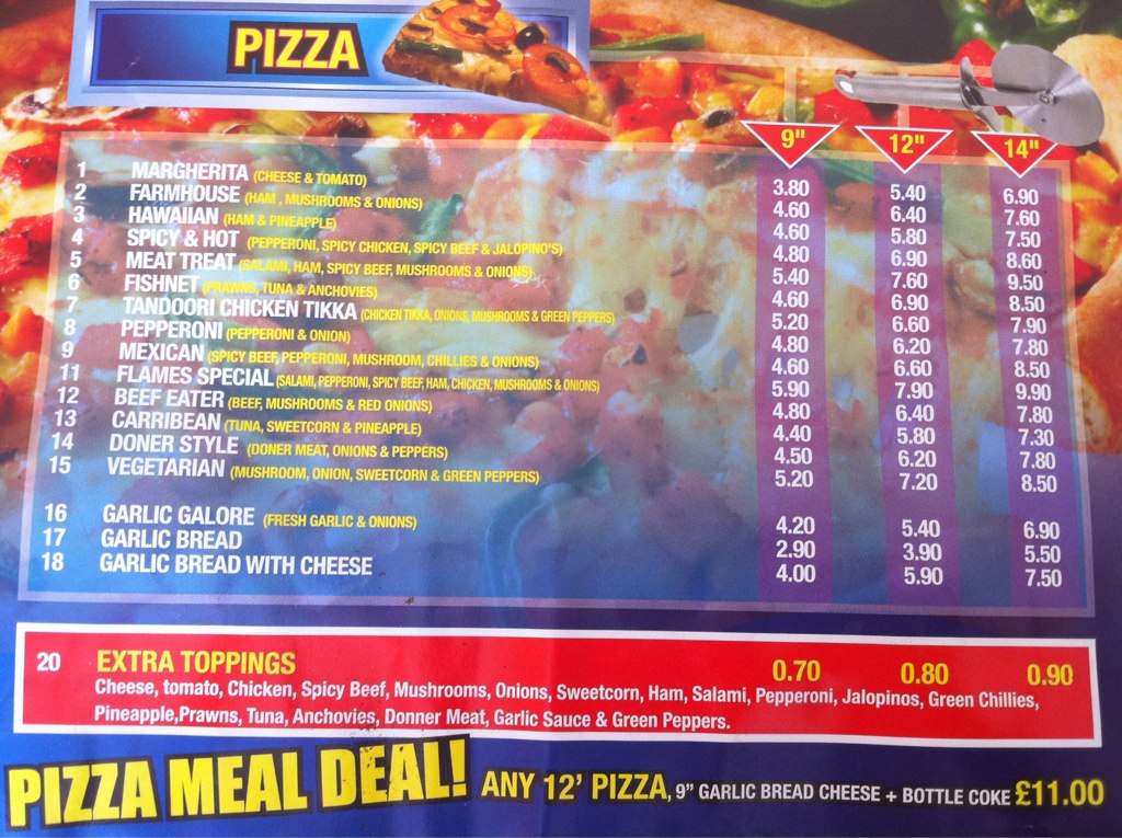 Flames menu