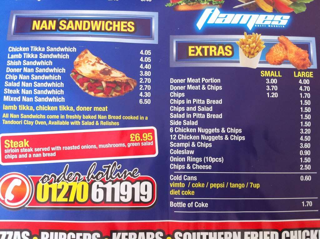 Flames menu