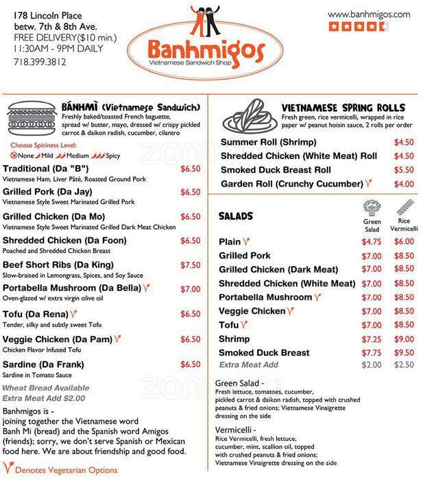 Banhmigos Menu, Menu for Banhmigos, Park Slope, New York City