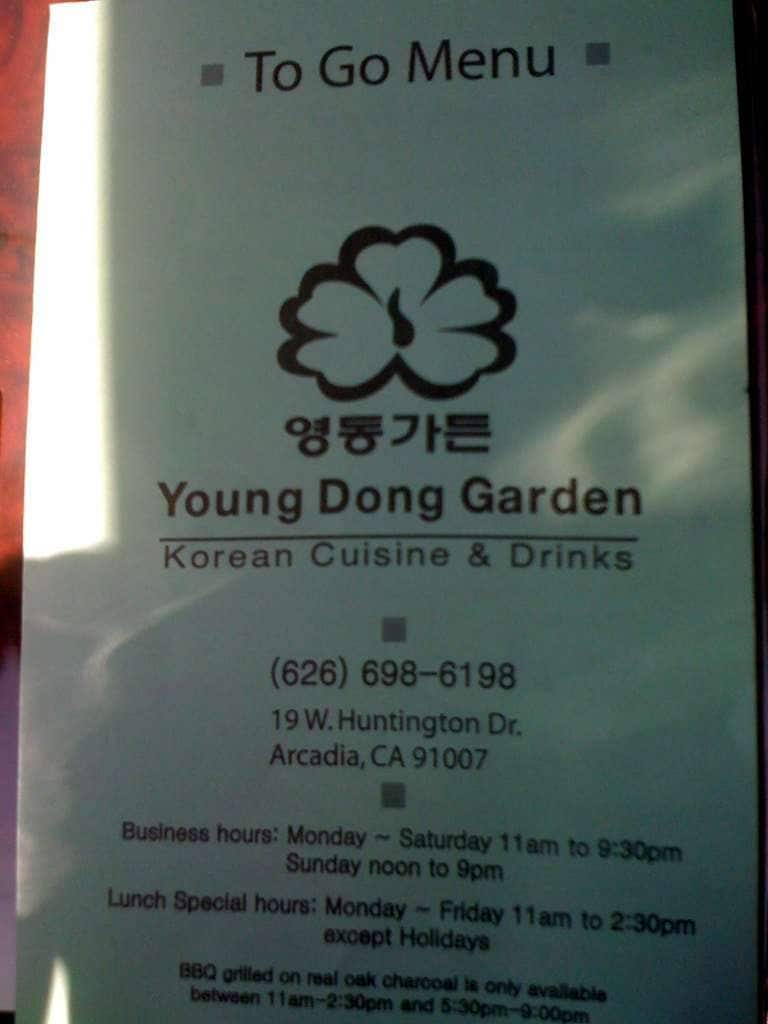 Young Dong Garden Korean Bbq Tofu Menu
