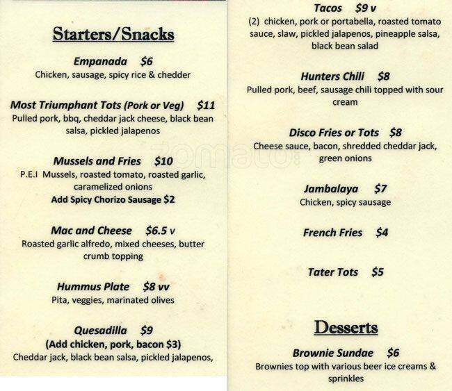 The Institute Bar Menu, Menu for The Institute Bar, Poplar