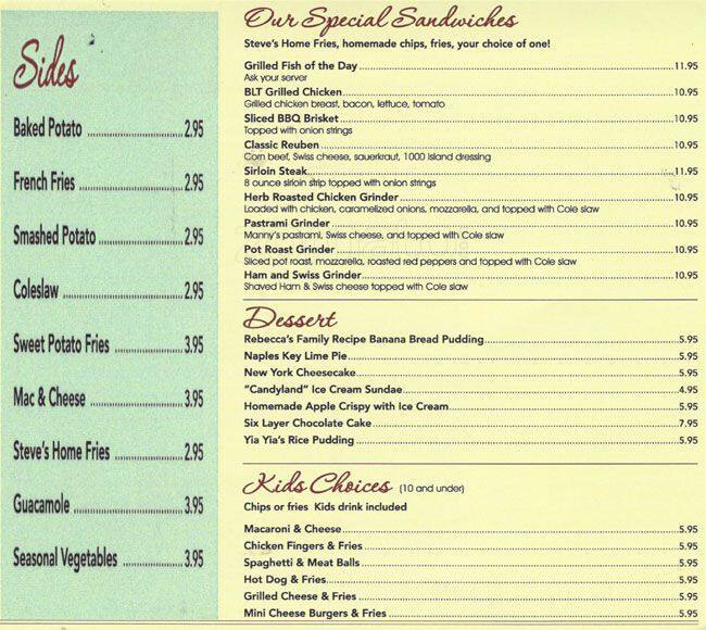 Menu At Jimmy B's Restaurant, Naperville