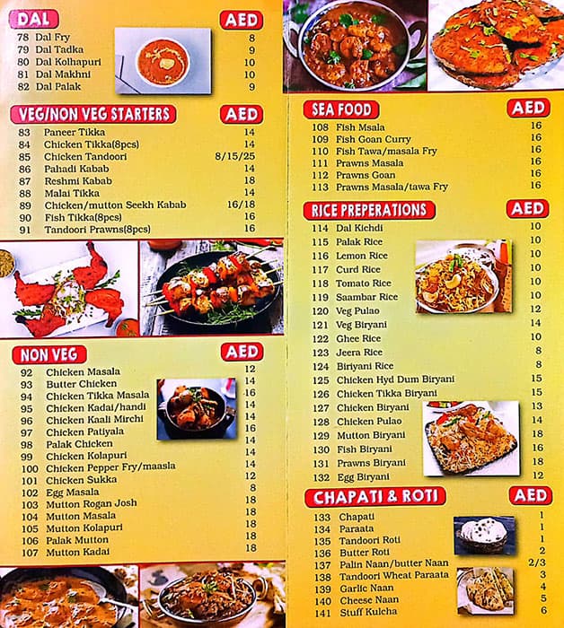 Menu of Grand Catering Restaurant, Saif Zone, Sharjah